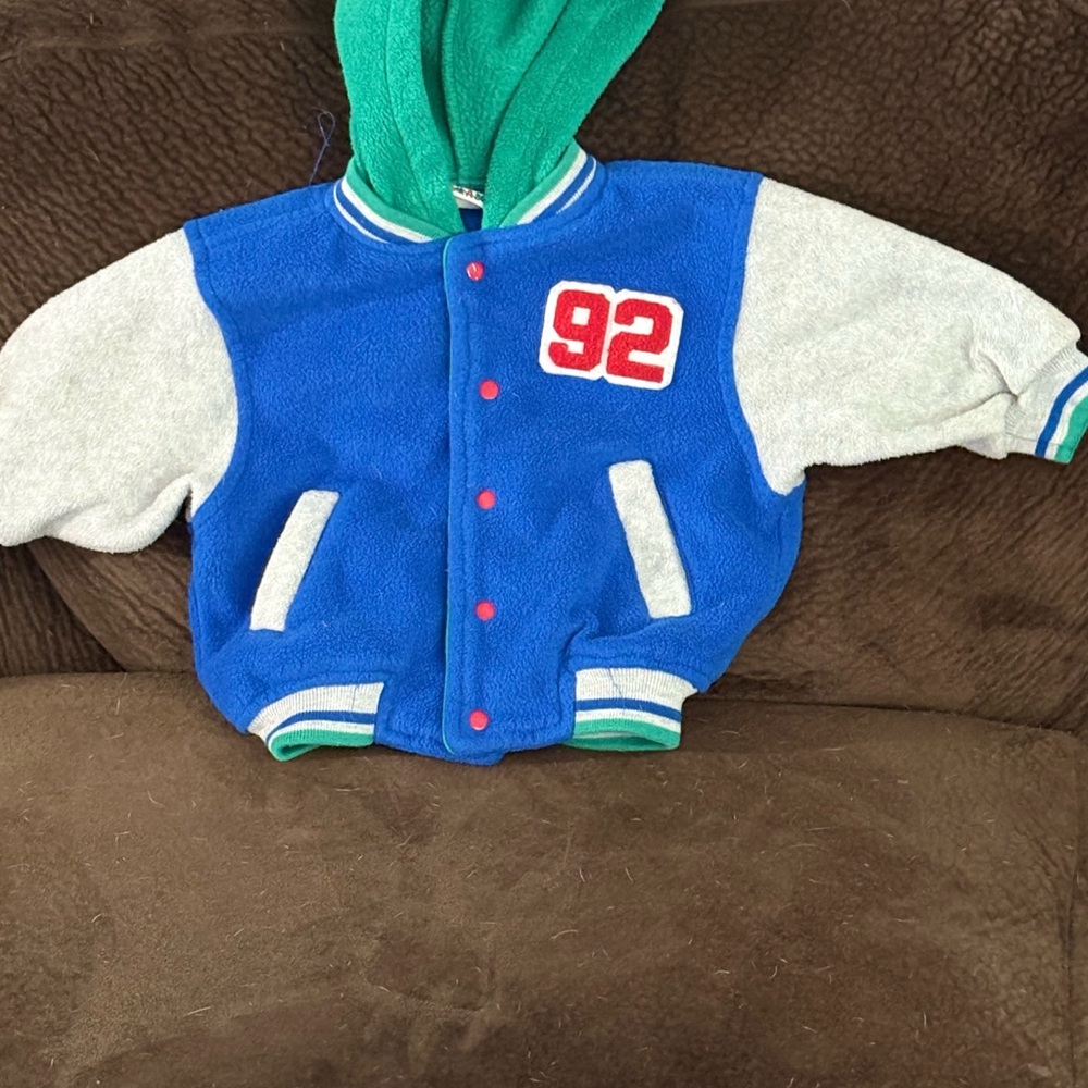 Blue and Gray Kids Varsity Jacket